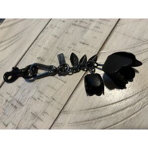 Coach Black Floral Keychain
